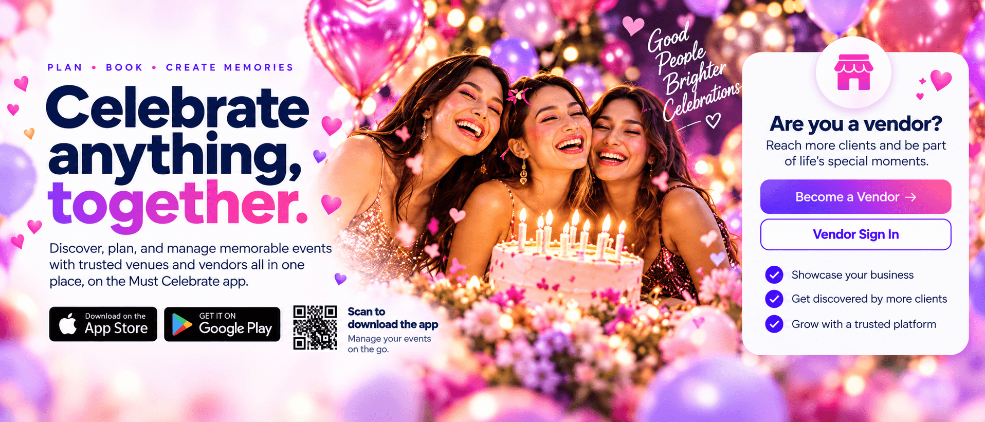 Celebrate anything, together. Discover, plan, and manage memorable events with trusted venues and vendors all in one place, on the Must Celebrate app.
